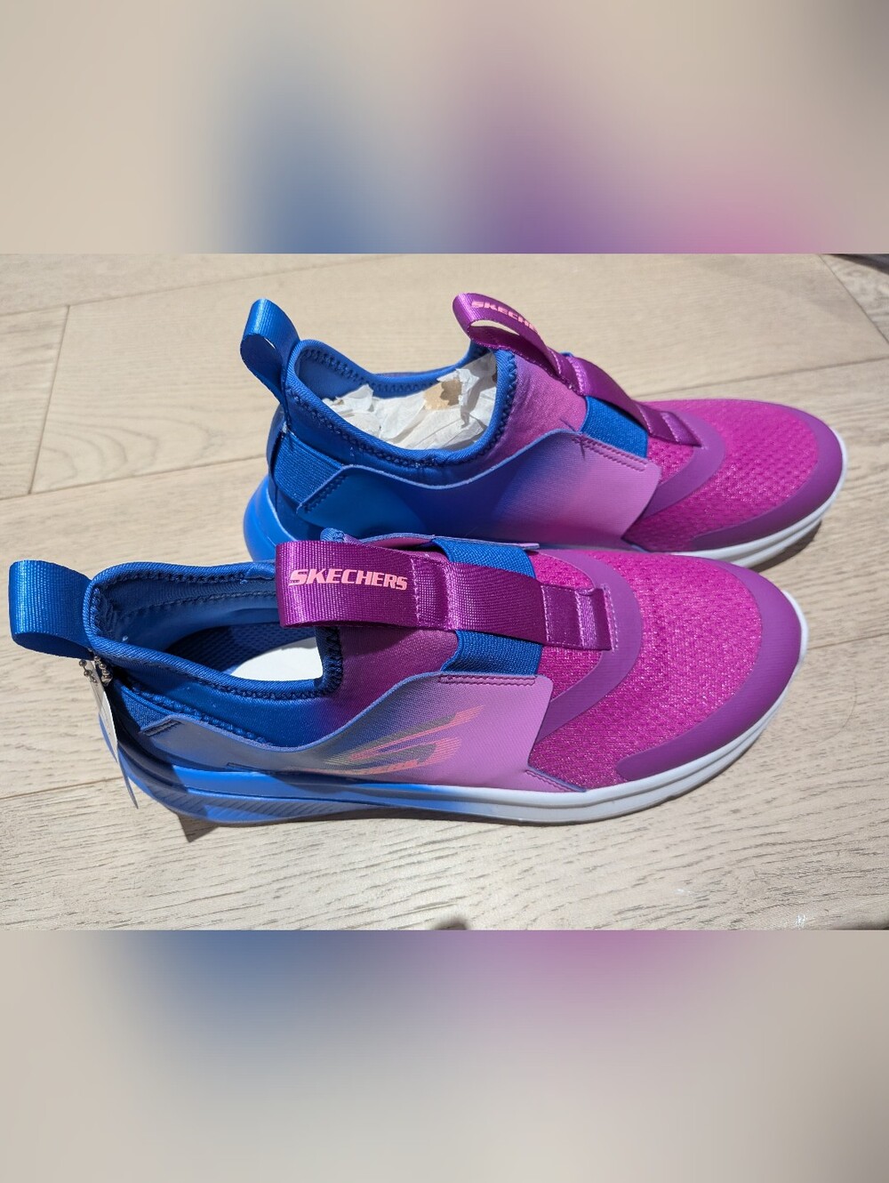 New Skechers Kids' Slip-On Athletic Shoes - Pink and Blue